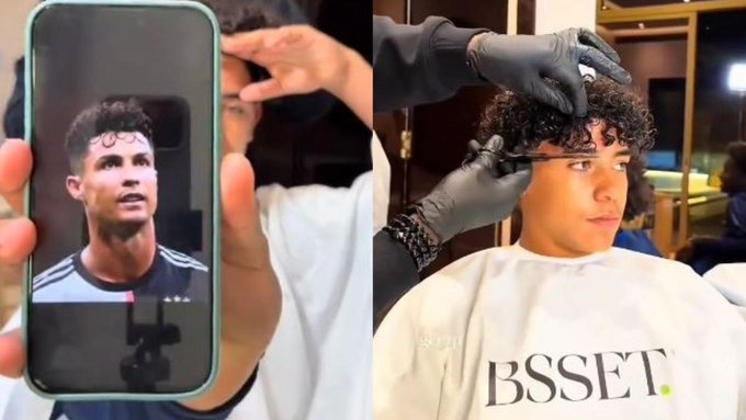 全面模仿C罗！迷你罗要求理发师为自己剪个和父亲同样的发型